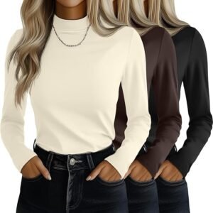 3 Pack Women’s Mock Turtleneck Shirts